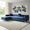 Homeroots Navy Blue Velvet Rectangular Sofa and Chaise Sectional And Toss Pillows 630403 - alternate 6