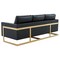 Leisuremod Lincoln Upholstered Leather Sofa with Gold Frame, Black LA83BL-L - alternate 2