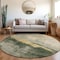 Homeroots 8' Fern Green Gold And Gray Round Abstract Washable Indoor Outdoor Area Rug 603007 - alternate 4