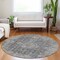 Homeroots 8' Charcoal And Silver Round Abstract Washable Indoor Outdoor Area Rug 616606 - alternate 3