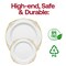 Smarty Had A Party White with Gold Fancy Round Disposable Plastic Dinnerware Value Set, 240PK 8880-WHGVP-CASE - alternate 2