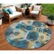 Homeroots 8' Teal Blue Gold And Silver Round Geometric Washable Indoor Outdoor Area Rug 618759 - alternate 1