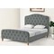 Homeroots Gray Solid Wood Twin Tufted Upholstered Velvet Bed 544893 - alternate 1