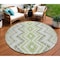 Homeroots 8' Green Ivory And Gray Round Geometric Washable Indoor Outdoor Area Rug 581541 - alternate 1