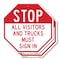 Signmission Stop All Visitors and Trucks Must S, 6 inch X 6 inch, Plastic Sign, 2PK OC-P-2PACK-6-245 - alternate 1
