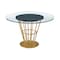 Homeroots 48" Clear And Gold Glass And Stainless Steel Pedestal Base Round Top Dining Table 569438 - alternate 3