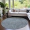 Homeroots 8' Teal Blue And Gray Round Southwestern Washable Indoor Outdoor Area Rug 587088 - alternate 4