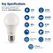 Euri Lighting A19 LED Bulbs, 5W, 450 lm, 40W Eq., 4000K, E26, Dimmable, CEC/JA8, UL, 2PK EA19-5W5041CEC-2 - alternate 3