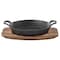 Megachef 4 Piece Mini Cast Iron Oval Pan with Wood Tray Set 750123651M - alternate 4