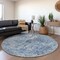 Homeroots 8' Navy Blue And Ivory Round Geometric Washable Indoor Outdoor Area Rug 594577 - alternate 3