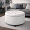 Niche Knight 28 in Large Round Pintucked Storage Ottoman with Lift off lid - White N6270WH - alternate 2
