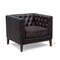 Homeroots 33" Brown and Black Antiqued Top Grain Leather Tufted Club Chair 555320 - alternate 3
