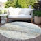 Homeroots 8' Blue Green And Ivory Round Abstract Washable Indoor Outdoor Area Rug 604573 - alternate 3