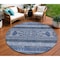 Homeroots 8' Navy Blue And Denim Blue Round Southwestern Washable Indoor Outdoor Area Rug 582832 - alternate 1