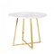 Homeroots 39" White And Gold Rounded Iron Pedestal Base Dining Table 486023 - alternate 1