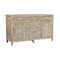 Homeroots 66in Gray Distressed Solid Wood Carved Floral Six Drawer Sideboard with Two Doors 521379 - alternate 4