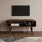 Homeroots 26in Brown Solid Wood Enclosed and Open Storage TV Stand 727851 - alternate 3