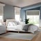 Martha Stewart Flynn Queen Size Solid Wood Platform Bed with Upholstered Base and Headboard, Wood Slat Bottom MG-0900272F-LTB-Q-WH-MS - alternate 1
