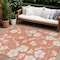 Homeroots 8' X 10' Coral Ivory And Gray Floral Washable Indoor Outdoor Area Rug 599877 - alternate 1