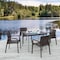 Homeroots Set of Four 24" Brown Faux Rattan Heavy Duty Plastic Outdoor Stacking Arm Chairs 565192 - alternate 3