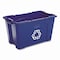 Rubbermaid Commercial 18 gal Rectangular Recycling Bin, Silver Vein/Silver Vein, Polyethylene FG571873BLUE - alternate 1