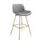 Homeroots Set of Two 29" Gray and Gold Velvet and Metal Low Back Bar Height Swivel Bar Chairs 543456 - alternate 1