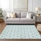Homeroots 5' X 8' Teal Blue And Ivory Geometric Washable Indoor Outdoor Area Rug 595776 - alternate 4