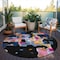 Homeroots 8' Black Blue And Pink Round Abstract Washable Indoor Outdoor Area Rug 599540 - alternate 3