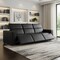 Homeroots 110" Black Top Grain Leather Reclining Metal USB Sofa 720307 - alternate 4