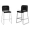 Flash Furniture Commercial Black Plastic Stack Barstools, Contoured Backs & Sled Bases-Set of 3, 3PK 3-RUT-239AH-BS-BK-CHR-GG - alternate 1