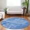 Homeroots 8' Navy Blue And Ivory Round Abstract Washable Indoor Outdoor Area Rug 602727 - alternate 3