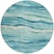 Homeroots 8' Turquoise Round Striped Washable Indoor Outdoor Area Rug 608132 - alternate 3
