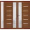 Vdomdoors Front Exterior Prehung Metal-Plastic Double Doors / MANUX 8088 Walnut / Sidelite Exterior Window / MANUX8088DEXD-WLN-LH-W72+12xH80 - alternate 1