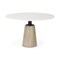 Homeroots 48" White And Natural Rounded Marble Pedestal Base Dining Table 397607 - alternate 1