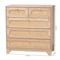 Baxton Studio Elsbeth Mid-Century Modern Oak Brown Finished Wood and Natural Rattan 5-Drawer Storage Cabinet 226-12954-ZORO - alternate 4