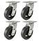 Hyw Products Heavy Duty Caster Set 6in Rubber on Cast Iron Wheels, 4 Swivel, 4PK 40-60S-A1-RC-4 - alternate 1