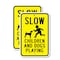 Signmission Slow Children And Dogs Playing, 18'' X 24'' 2 Signs, Heavy Gauge Aluminum, 2PK A-1824-2PACK-2936 - alternate 1