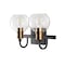 Jonathan Y Marais 14.5" 2-Light Iron/Glass Rustic Vintage LED Vanity Light, Black/Brass Gold JYL3527A - alternate 4