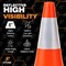 Xpose Safety 18 Inch All Orange Traffic Cone with 6in Reflective Collars, 48PK AOTC18-6-48-X - alternate 4