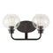 Jonathan Y Sandrine 17.5" 2-Light Iron/Seeded Glass Cottage Rustic LED Vanity Light, Oil Rubbed Bronze JYL7527A - alternate 6