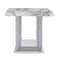 Homeroots 24" White and Silver Faux Marble and Wood Pedestal End Table 560102 - alternate 3