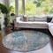 Homeroots 8' Round Teal and Taupe Round Abstract Washable Non Skid Indoor Outdoor Area Rug 564292 - alternate 4