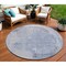 Homeroots 8' Sky Blue And Denim Blue Round Abstract Washable Indoor Outdoor Area Rug 615712 - alternate 1