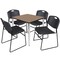Regency Square Kahlo Breakroom Table W/ 4 Zeng Stack Chairs, 30 in W, 30 in L, Noble Oak TPL3030NOCM44BK - alternate 1