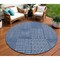 Homeroots 8' Navy Blue And Ivory Round Geometric Washable Indoor Outdoor Area Rug 596952 - alternate 1