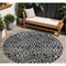Homeroots 8' Black And Ivory Round Abstract Washable Indoor Outdoor Area Rug 598952 - alternate 1