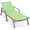 Leisuremod Marlin Patio Chaise Lounge Chair with Armrests in Grey Aluminum Frame, Green MLAGR-77G - alternate 1