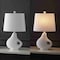 Jonathan Y Charlotte 24" Minimalist Designer Iron/Resin Oval Shade LED Table Lamp, White Terrazzo JYL4059A - alternate 3