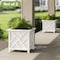 Pure Garden Lattice Design Outdoor Planter Box 15.5" Square 16.5" Tall White Decorative Plant Pots, 2PK 50-LG1359-2 - alternate 3