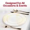 Smarty Had A Party 10.25" White with Gold Antique Floral Round Disposable Plastic Dinner Plates (120 Plates), 120PK 920WHG-CASE - alternate 3